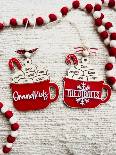 Family and Grandkids Hot Cocoa Ornament