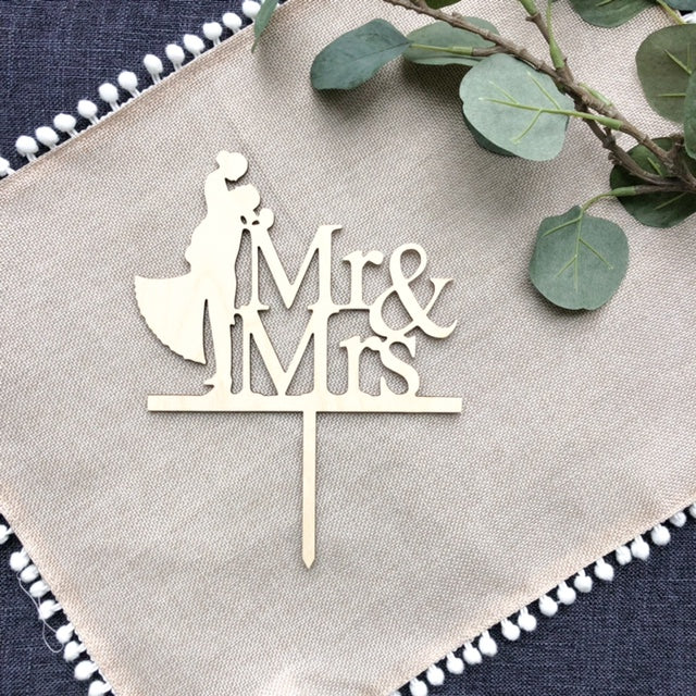 Silhouette Mr and Mrs Cake Topper