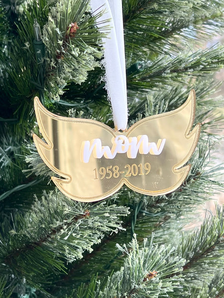 Memorial angel wings ornament