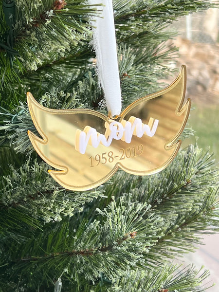 Memorial angel wings ornament