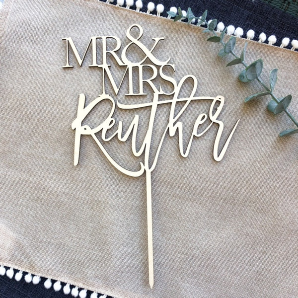 Mr & Mrs Cake Topper with Last Name