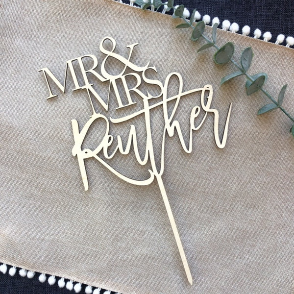 Mr & Mrs Cake Topper with Last Name